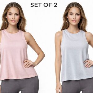Yogalicious Tank Top set of 2 Women’s Medium pink/grey Sleeveless Stretch New